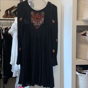 Free People Black Embroidered Dress